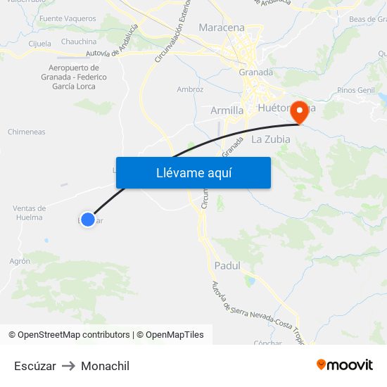Escúzar to Monachil map