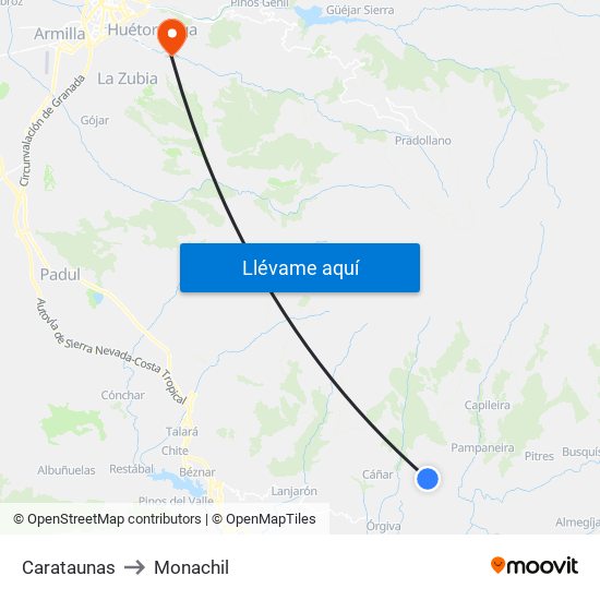 Carataunas to Monachil map