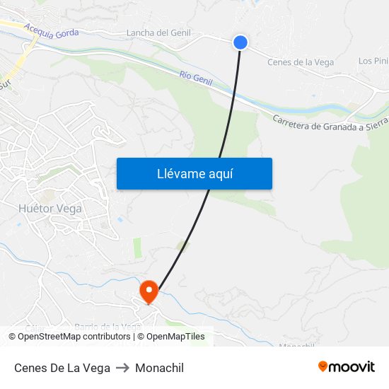 Cenes De La Vega to Monachil map