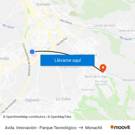 Avda. Innovación - Parque Tecnológico to Monachil map