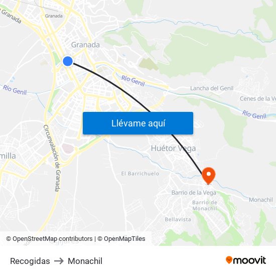 Recogidas to Monachil map