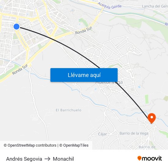 Andrés Segovia to Monachil map