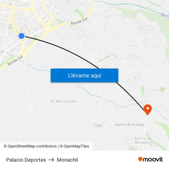 Palacio Deportes to Monachil map