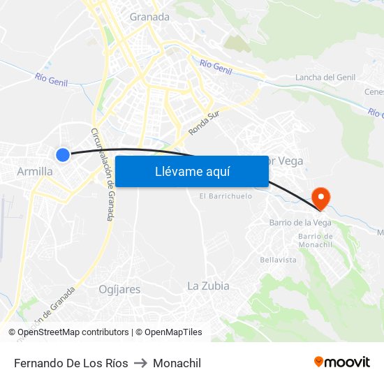 Fernando De Los Ríos to Monachil map