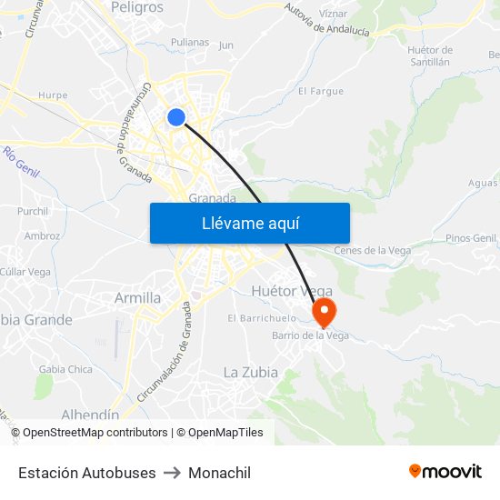 Estación Autobuses to Monachil map