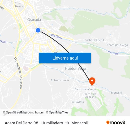 Acera Del Darro 98 - Humilladero to Monachil map