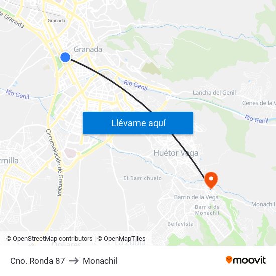 Cno. Ronda 87 to Monachil map