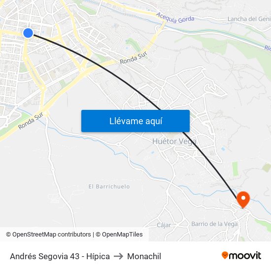 Andrés Segovia 43 - Hípica to Monachil map