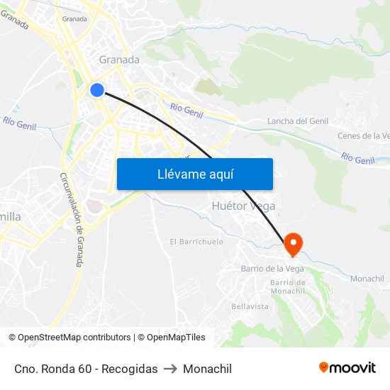 Cno. Ronda 60 - Recogidas to Monachil map