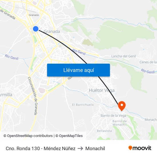 Cno. Ronda 130 - Méndez Núñez to Monachil map