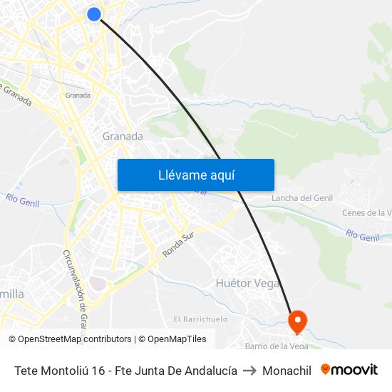 Tete Montoliú 16 - Fte Junta De Andalucía to Monachil map