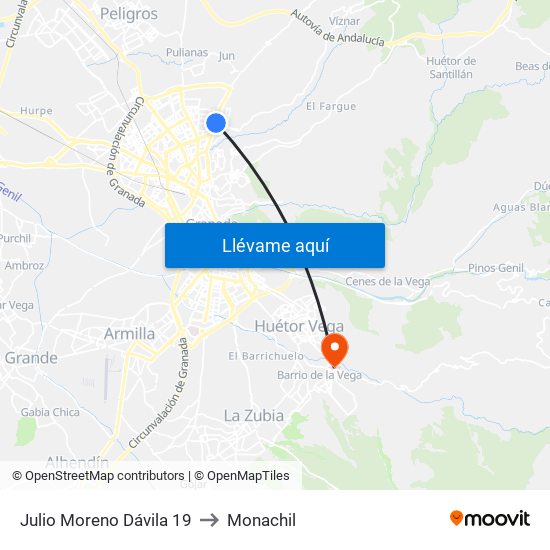 Julio Moreno Dávila 19 to Monachil map