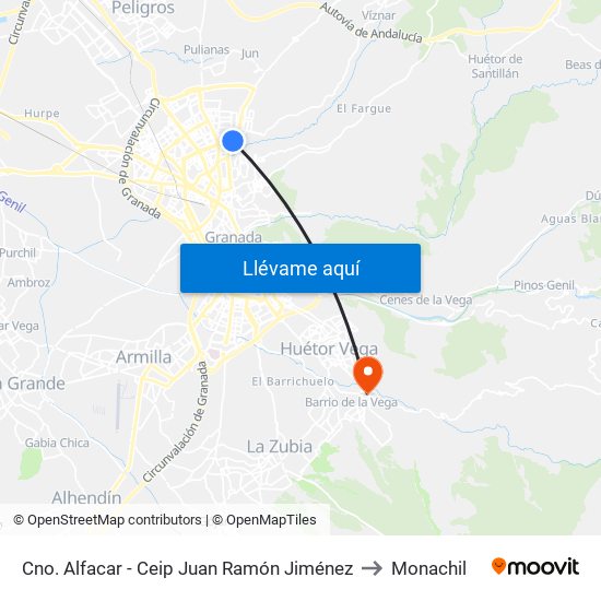 Cno. Alfacar - Ceip Juan Ramón Jiménez to Monachil map