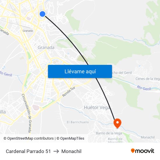 Cardenal Parrado 51 to Monachil map