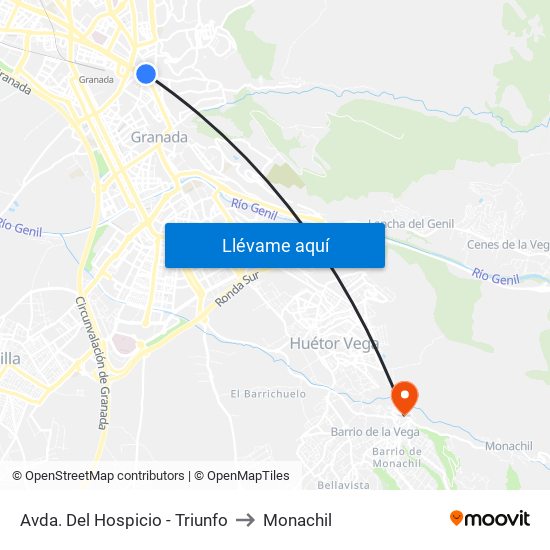 Avda. Del Hospicio - Triunfo to Monachil map
