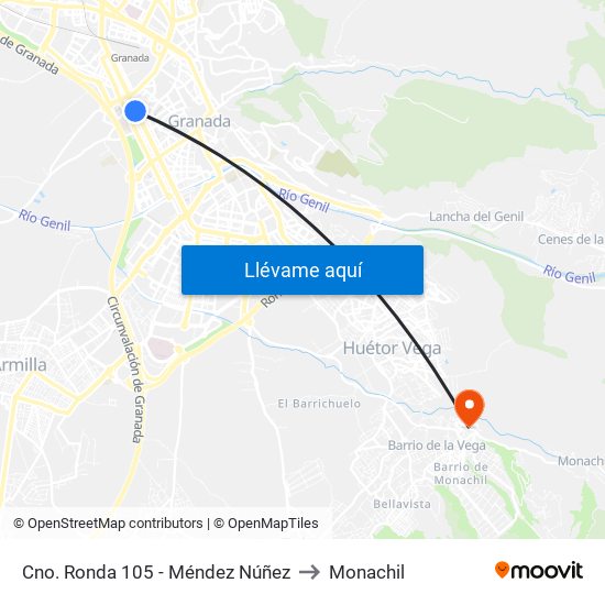 Cno. Ronda 105 - Méndez Núñez to Monachil map