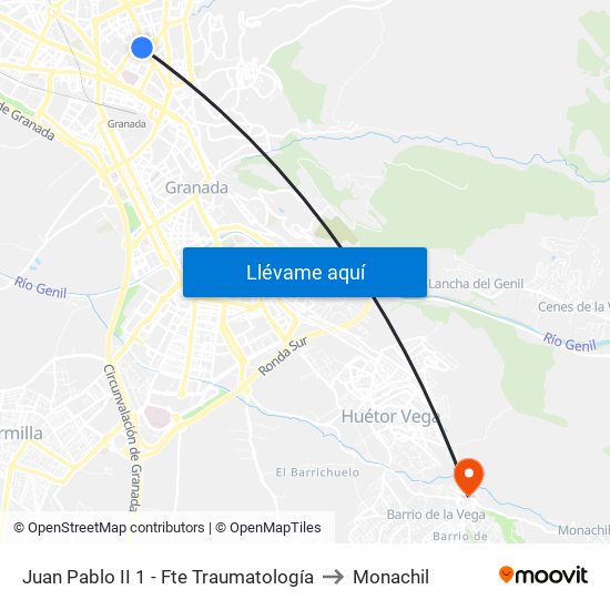 Juan Pablo II 1 - Fte Traumatología to Monachil map