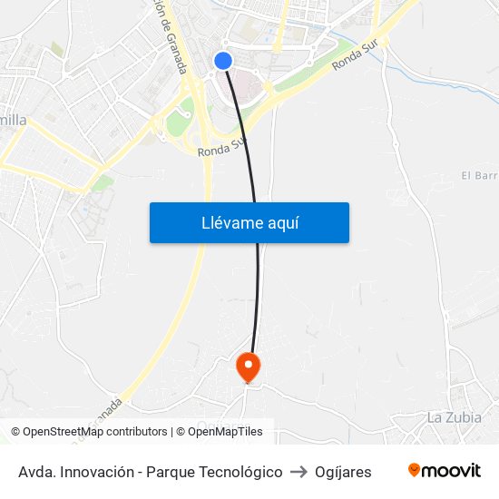 Avda. Innovación - Parque Tecnológico to Ogíjares map