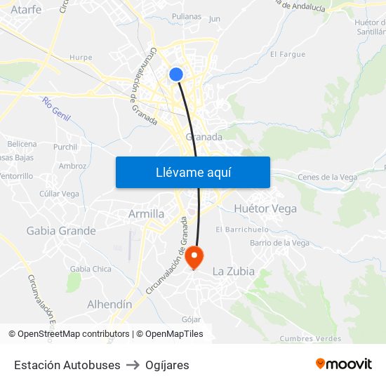 Estación Autobuses to Ogíjares map