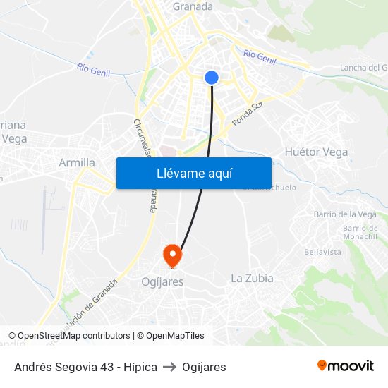 Andrés Segovia 43 - Hípica to Ogíjares map