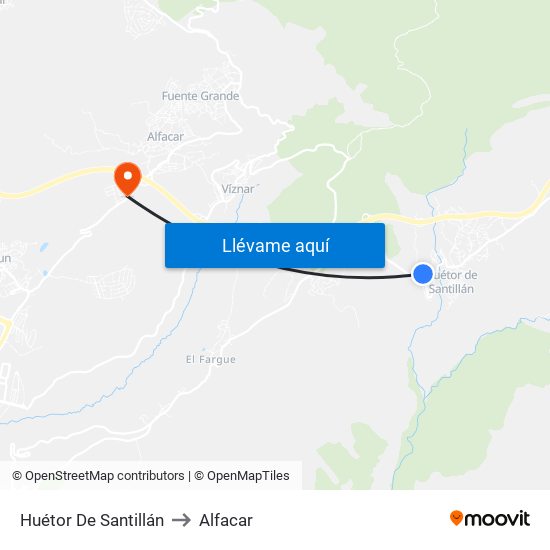 Huétor De Santillán to Alfacar map