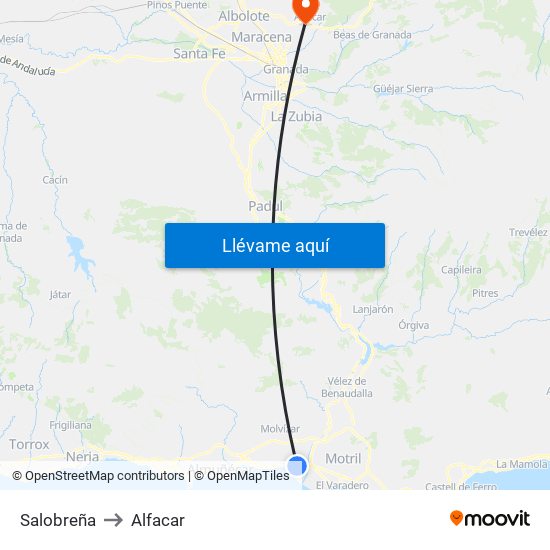 Salobreña to Alfacar map