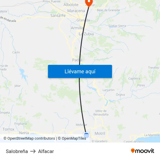Salobreña to Alfacar map