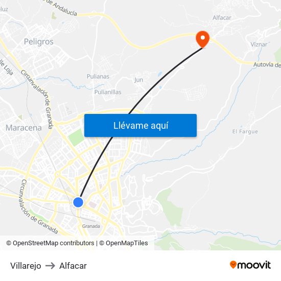 Villarejo to Alfacar map