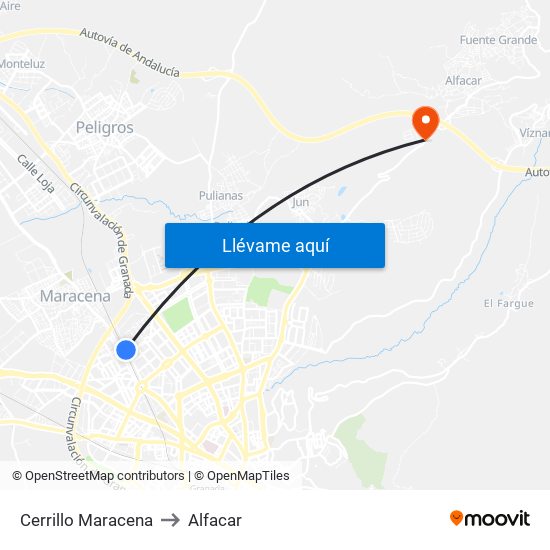 Cerrillo Maracena to Alfacar map