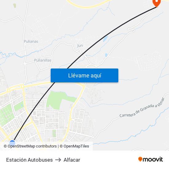 Estación Autobuses to Alfacar map