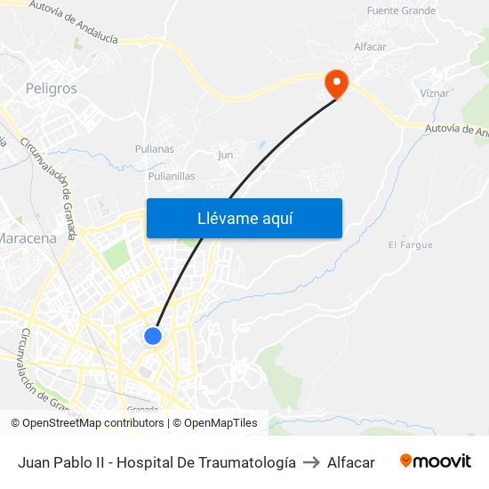 Juan Pablo II - Hospital De Traumatología to Alfacar map