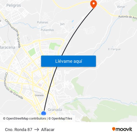 Cno. Ronda 87 to Alfacar map