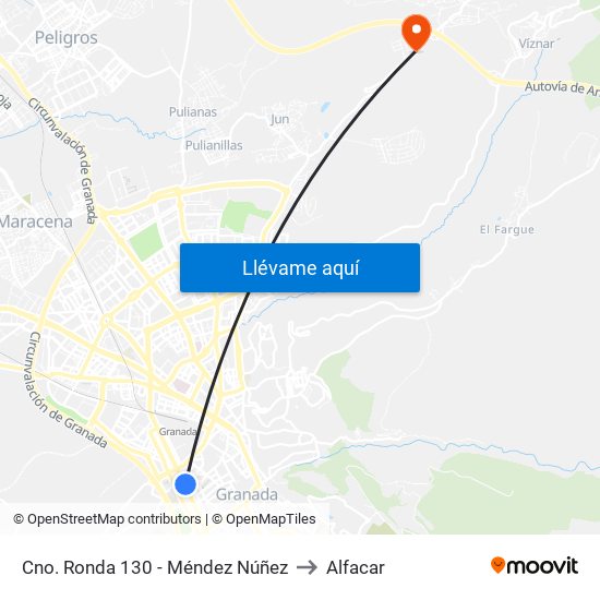 Cno. Ronda 130 - Méndez Núñez to Alfacar map