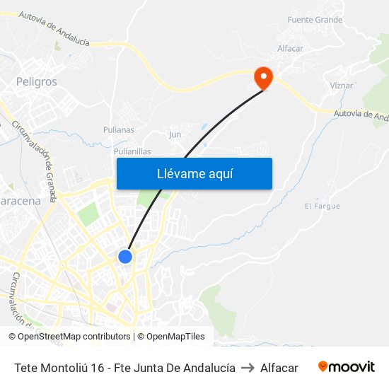 Tete Montoliú 16 - Fte Junta De Andalucía to Alfacar map