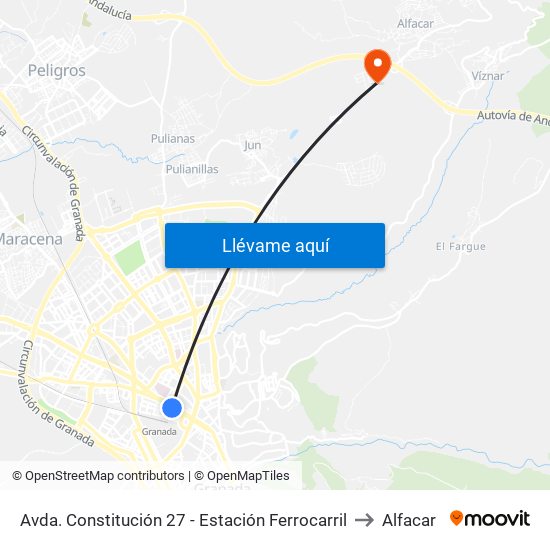 Avda. Constitución 27 - Estación Ferrocarril to Alfacar map