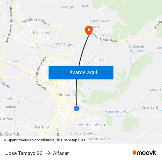 José Tamayo 23 to Alfacar map