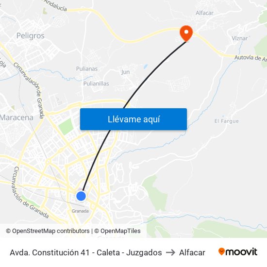 Avda. Constitución 41 - Caleta - Juzgados to Alfacar map