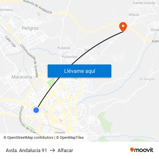 Avda. Andalucía 91 to Alfacar map
