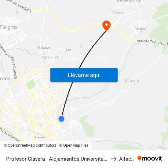 Profesor Clavera - Alojamientos Universitarios to Alfacar map