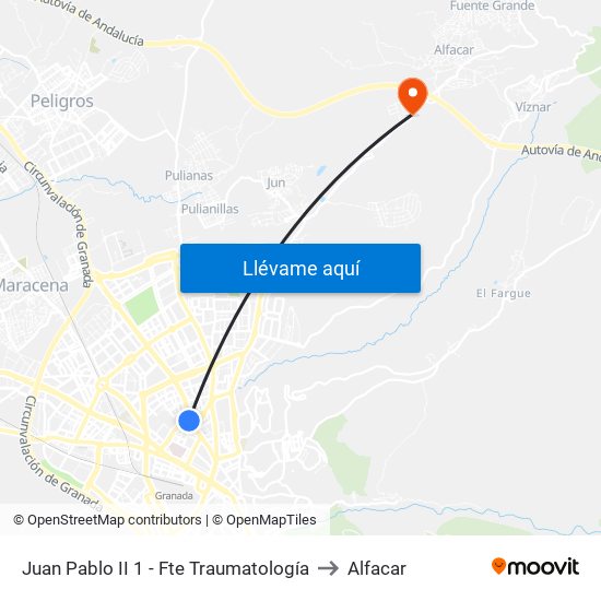 Juan Pablo II 1 - Fte Traumatología to Alfacar map