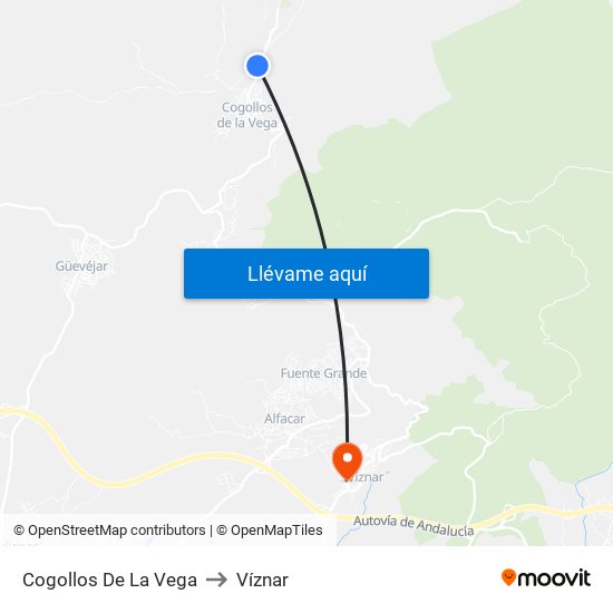 Cogollos De La Vega to Víznar map