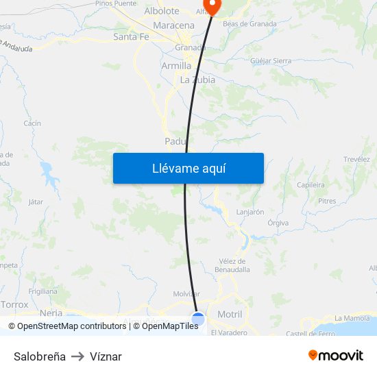 Salobreña to Víznar map