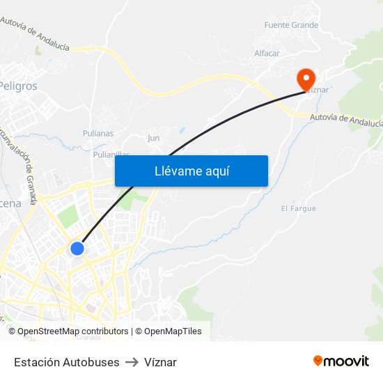 Estación Autobuses to Víznar map