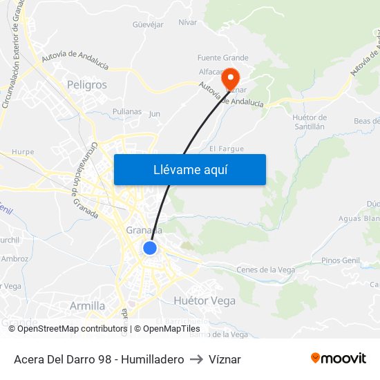 Acera Del Darro 98 - Humilladero to Víznar map