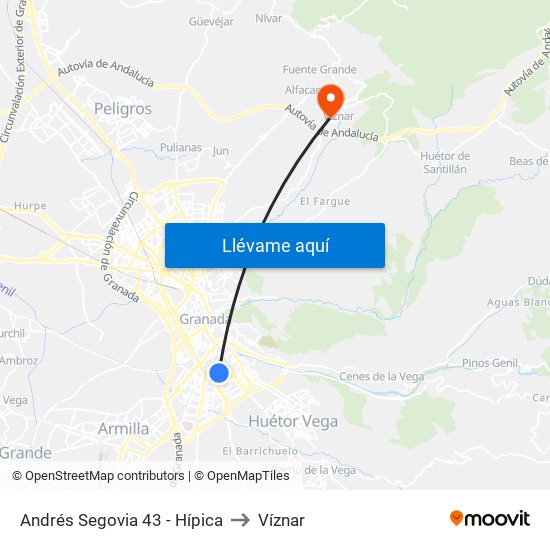 Andrés Segovia 43 - Hípica to Víznar map