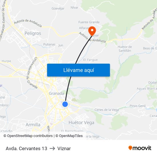 Avda. Cervantes 13 to Víznar map