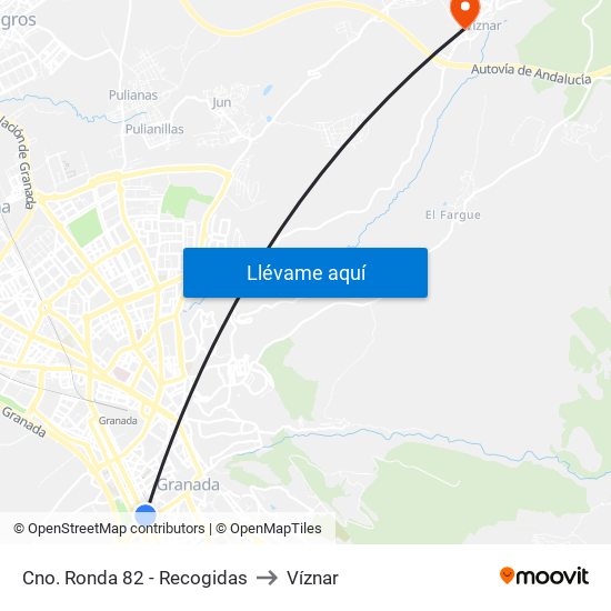 Cno. Ronda 82 - Recogidas to Víznar map