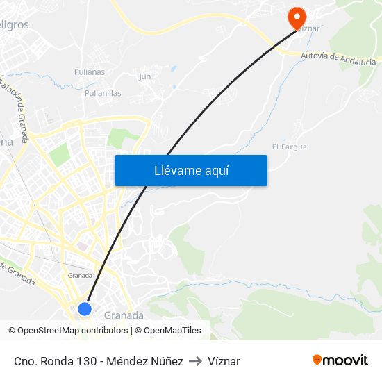 Cno. Ronda 130 - Méndez Núñez to Víznar map