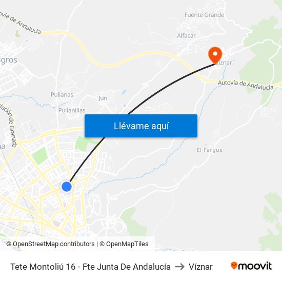 Tete Montoliú 16 - Fte Junta De Andalucía to Víznar map