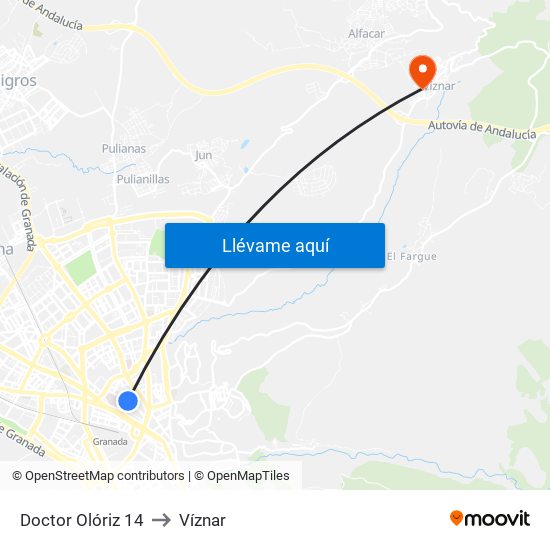Doctor Olóriz 14 to Víznar map